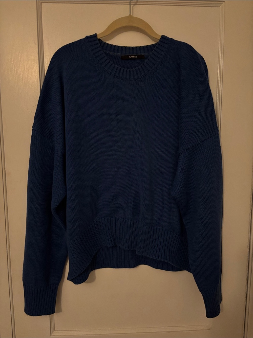 Blue Cotton Quince Sweater, Size Large